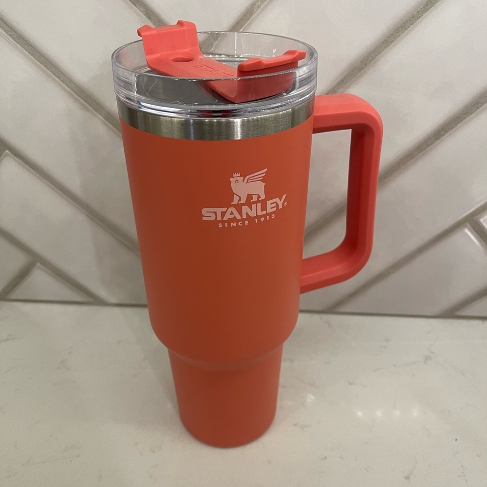 Coral Stanley 40oz Travel Mug with Handle